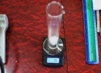 Desiccant Weight: Weighing in the desiccant 9.6 grams, after zeroing in the container.
